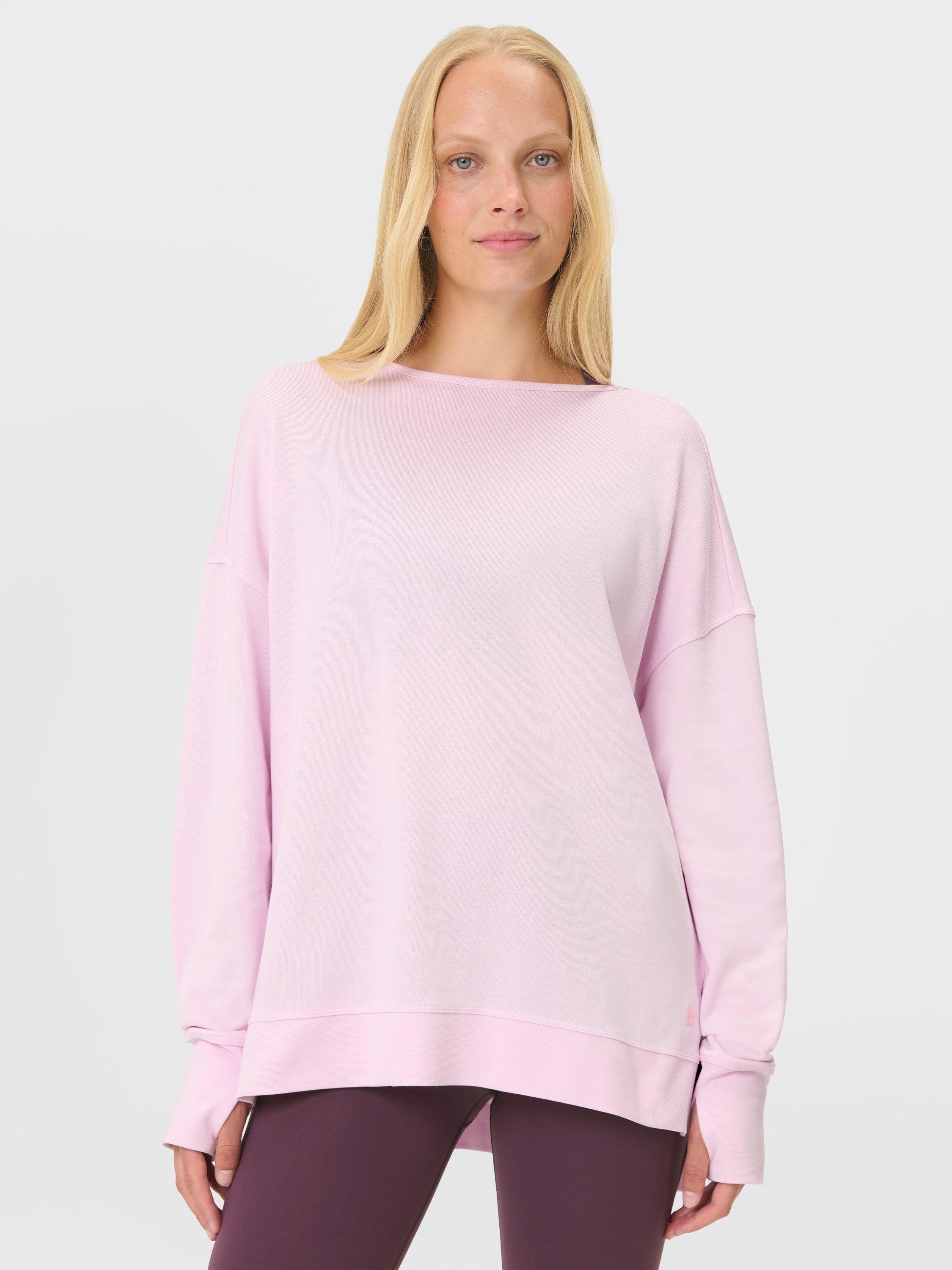 Sweaty Betty Cross Back Cotton Blend Sweatshirt, Frost Pink