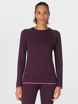 Sweaty Betty Animal Print Crew Neck Base Layer Top, Purple, Purple