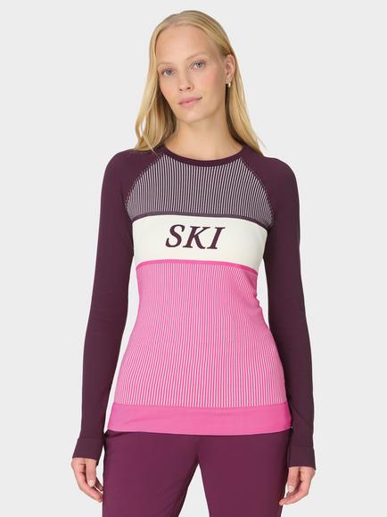 Sweaty Betty Ribbed Base Layer Top, Purple/Pink, Purple/Pink