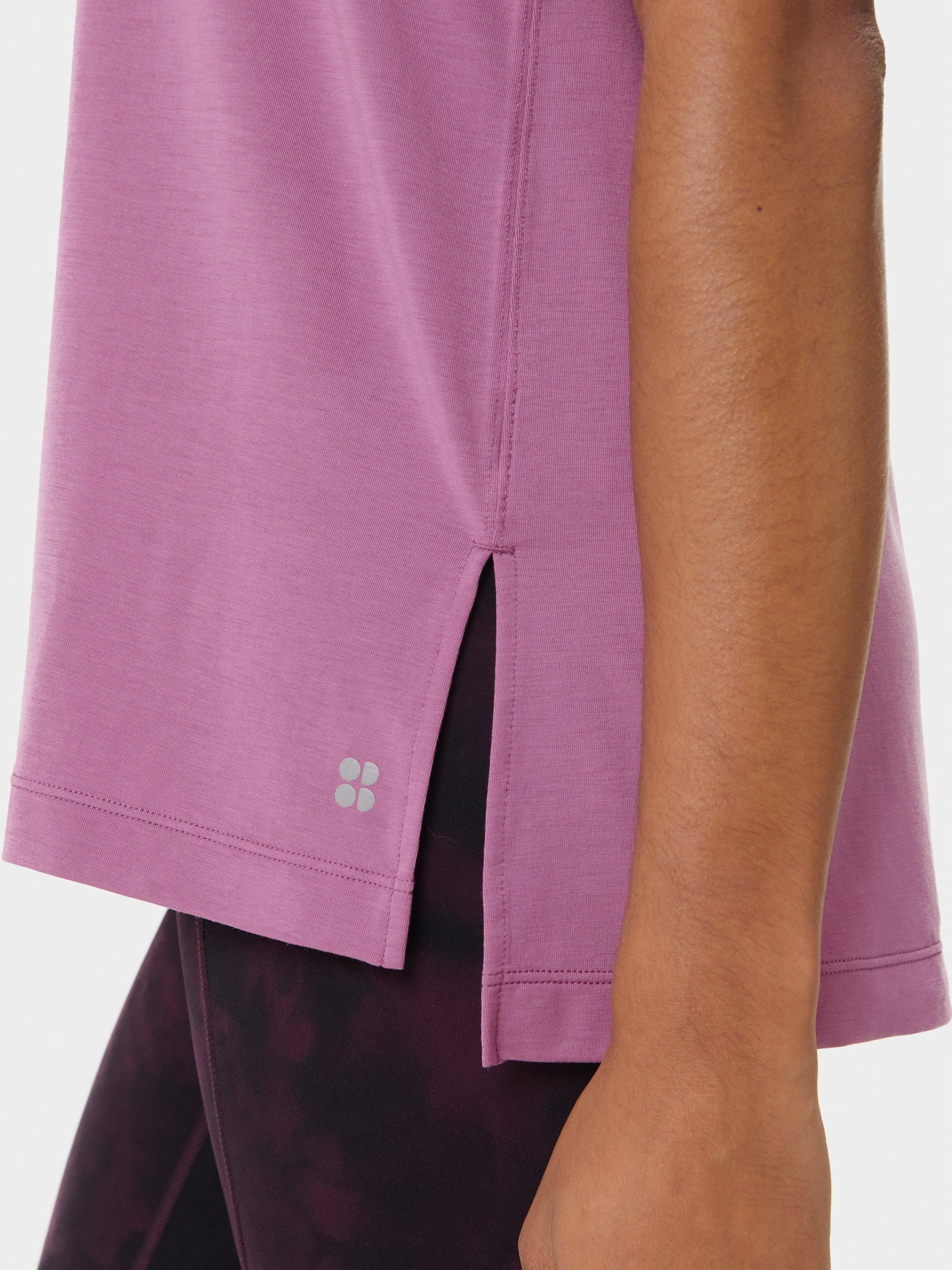 Product image 5 of 7, which shows Sweaty Betty Soft Flow Studio Longline Tank Top, Argyle Purple, S