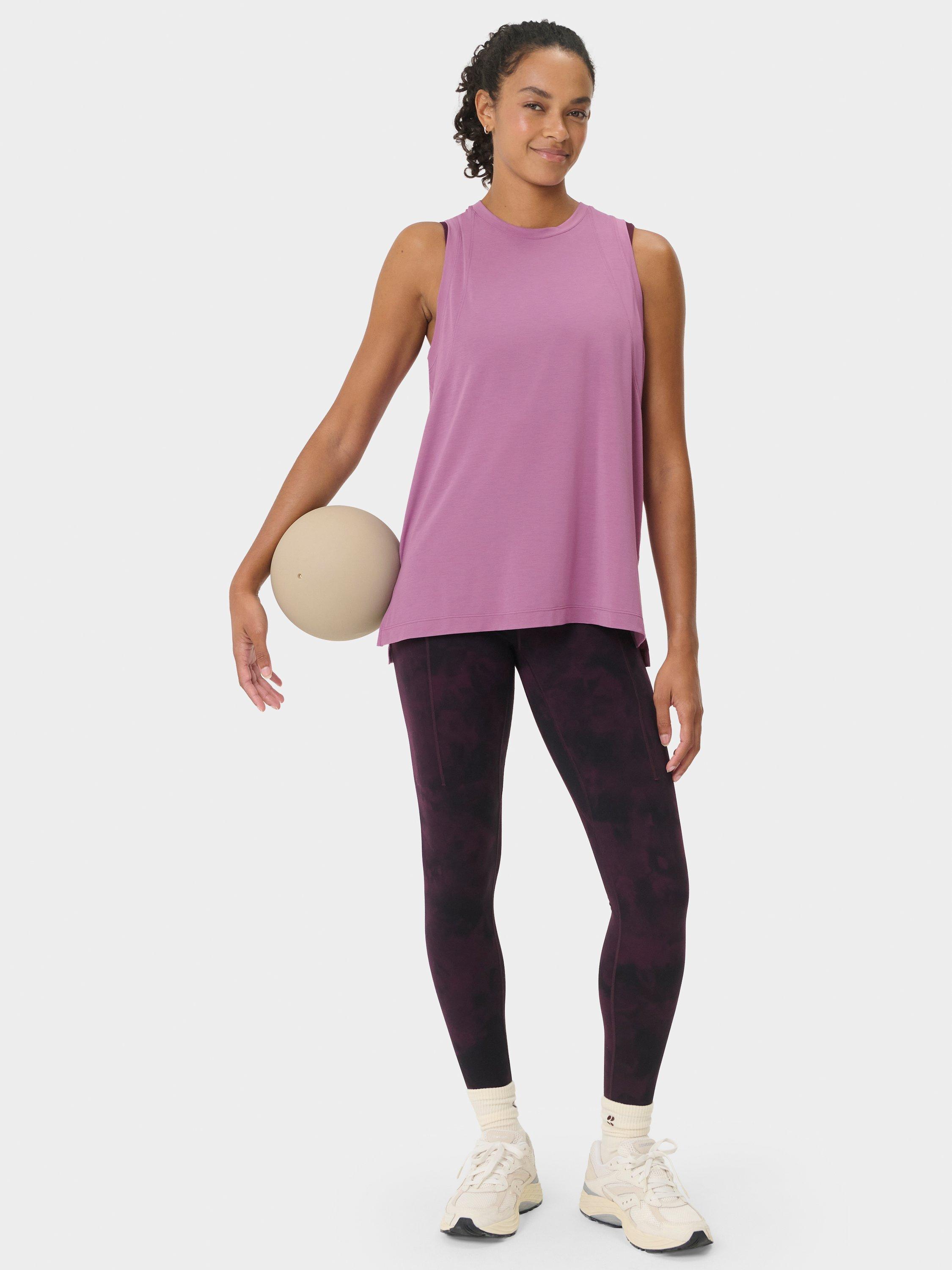 Product image 7 of 7, which shows Sweaty Betty Soft Flow Studio Longline Tank Top, Argyle Purple, S