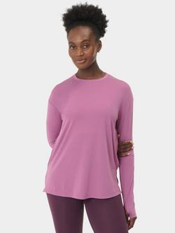 Sweaty Betty Soft Flow Studio Longline Long Sleeve Top, Argyle Purple
