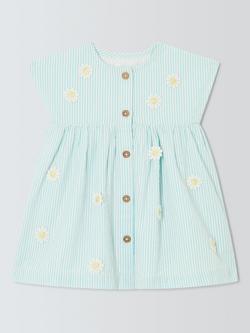 John Lewis Baby Ticking Stripe Dress, Blue, Blue