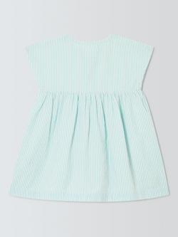 John Lewis Baby Ticking Stripe Dress, Blue - view 2, Blue