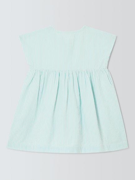 John Lewis Baby Ticking Stripe Dress, Blue - view 2, Blue