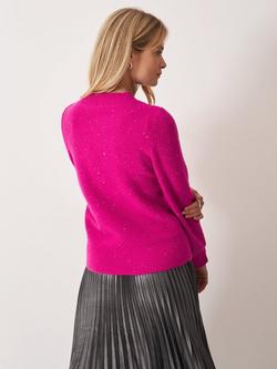 Crew Clothing Glitterball Crew Neck Jumper, Pink - view 2, Pink