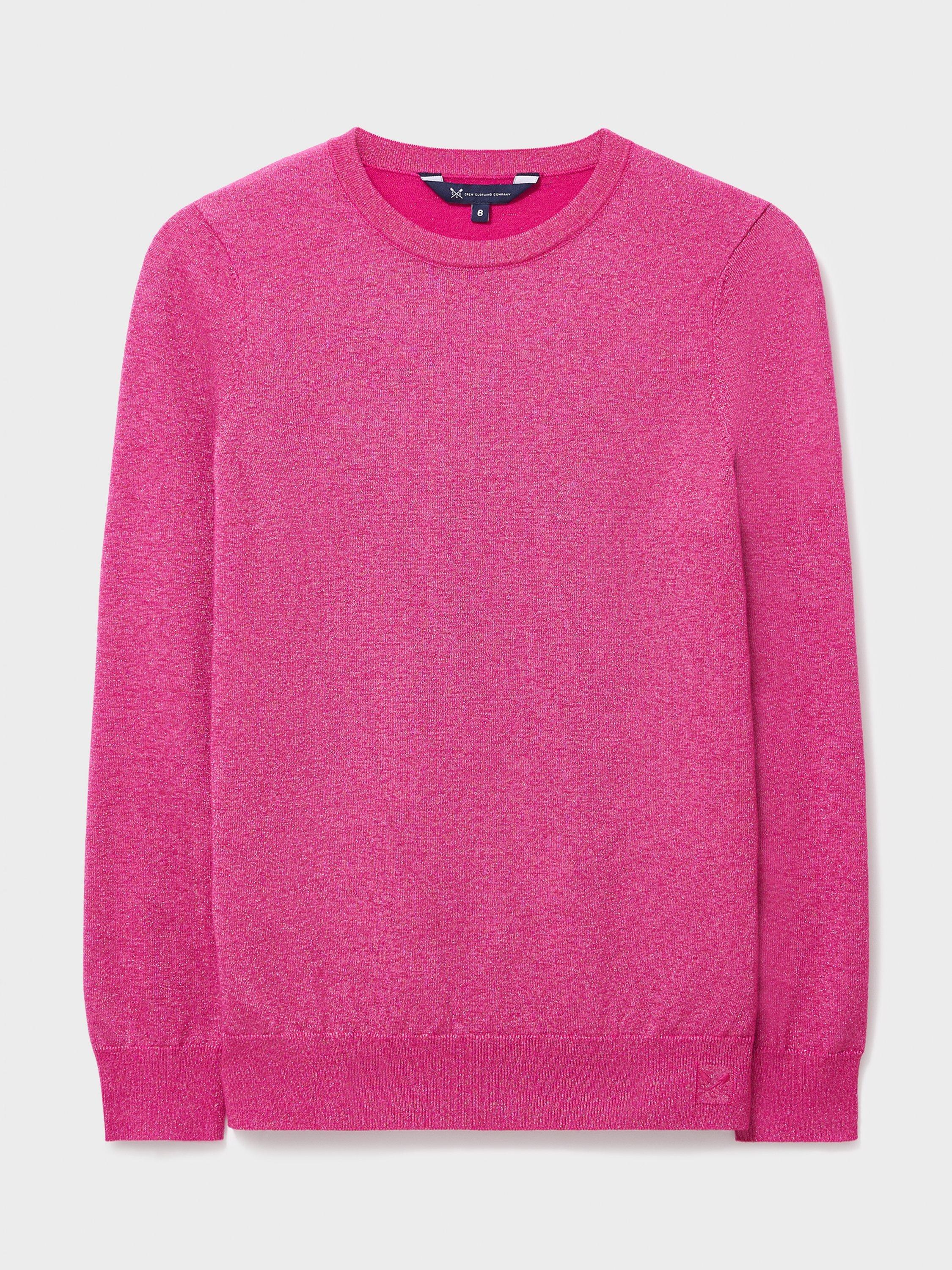 Product image 5 of 5, which shows Crew Clothing Glitterball Crew Neck Jumper, Pink, 10