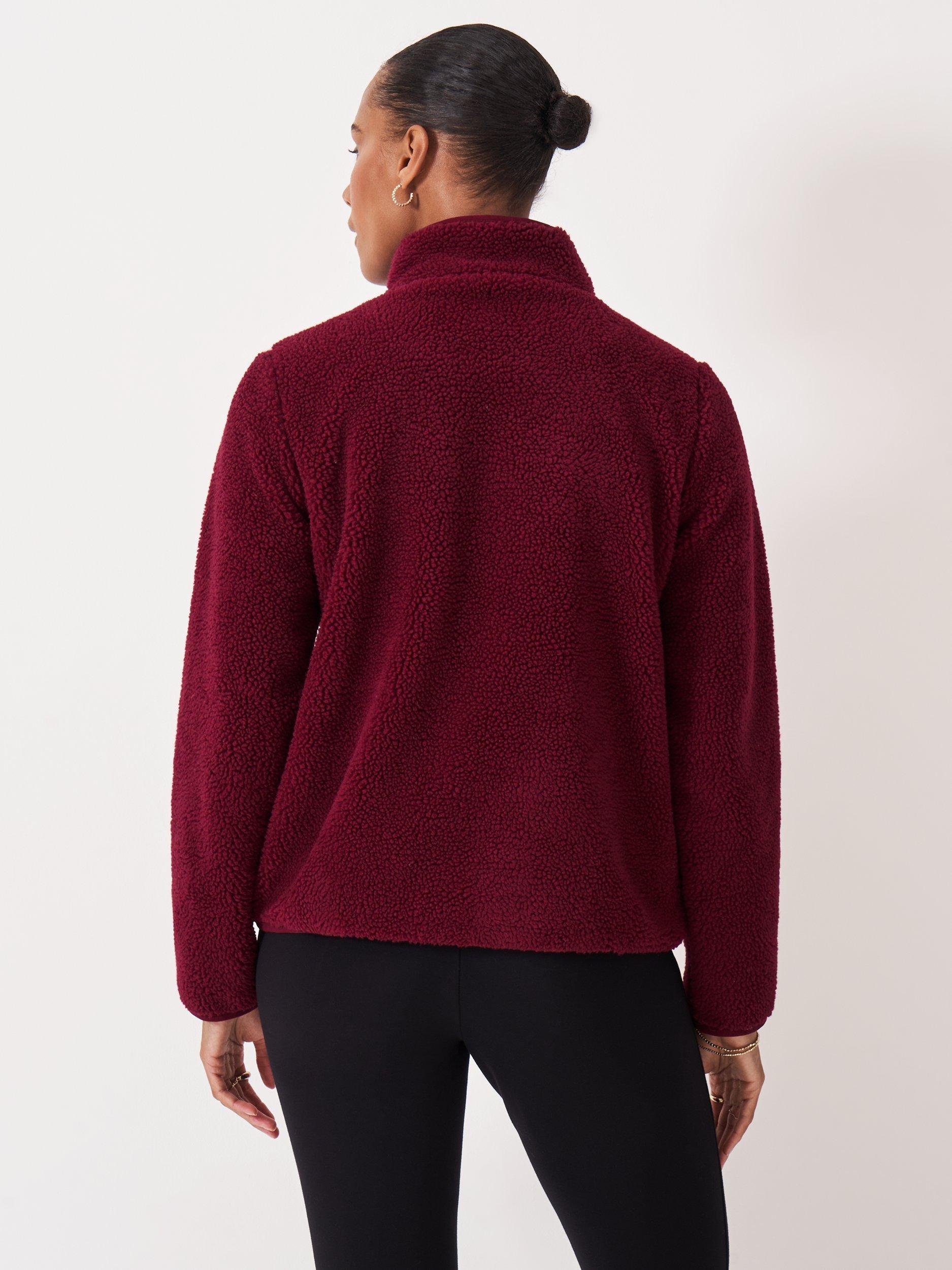 Product image 2 of 5, which shows Crew Clothing Borg Zip Through Fleece, Dark Red, 10