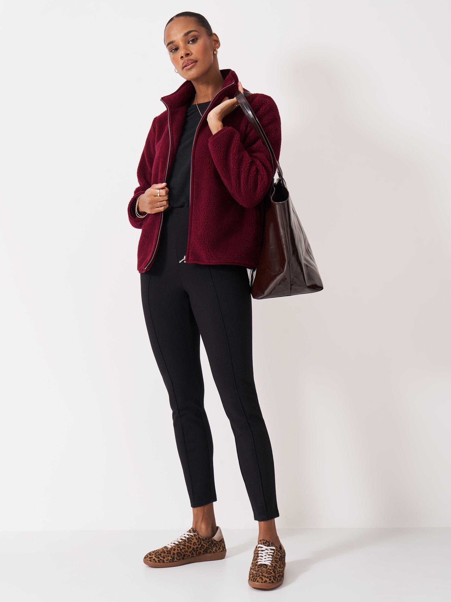 Product image 3 of 5, which shows Crew Clothing Borg Zip Through Fleece, Dark Red, 10