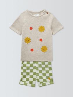 John Lewis Baby Sun & Check Waffle T-Shirt & Shorts Set, Multi, Multi
