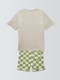 John Lewis Baby Sun & Check Waffle T-Shirt & Shorts Set, Multi - view 2, Multi