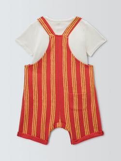 John Lewis Baby Waffle Bibshorts & T-Shirt Set, Red - view 2, Red