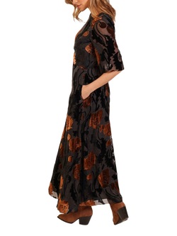 Traffic People Millie Floral Burnout Dress, Black - view 2, Black