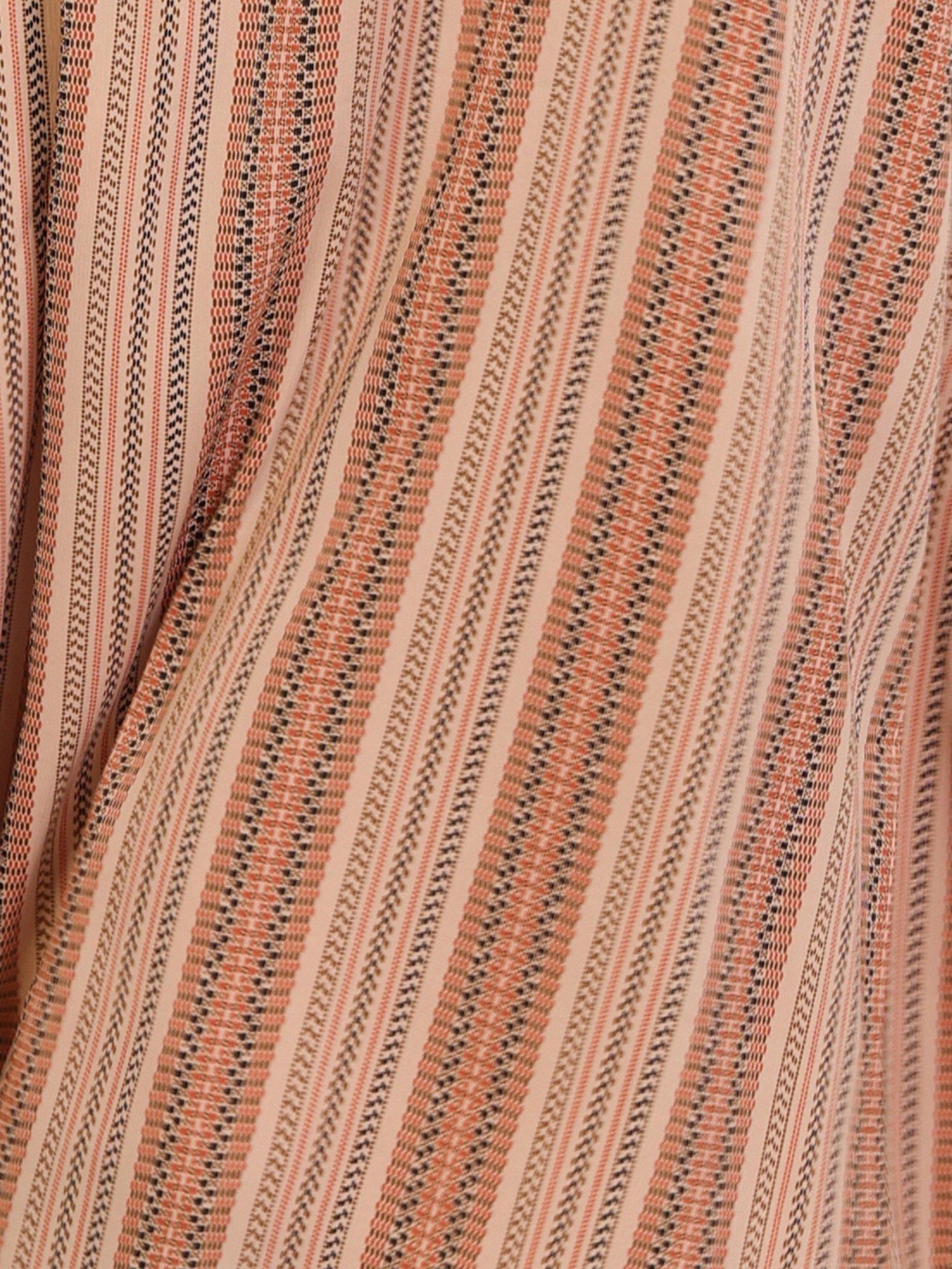 Product image 6 of 6, which shows Traffic People Whisper Folklore Stripe Midi Dress, Brown, XS