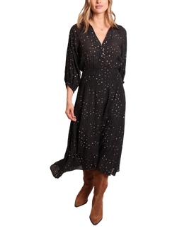 Traffic People Fusion Stars Shirt Dress, Black, Black