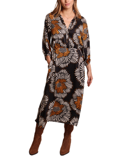 Traffic People Fusion Floral Midi Dress, Black, Black