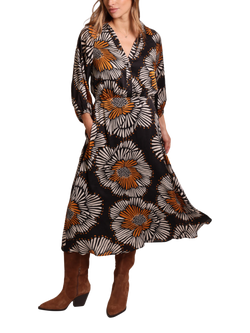 Traffic People Fusion Floral Midi Dress, Black - view 2, Black