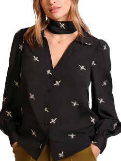 Traffic People Revenge Bee Print Shirt, Black, Black