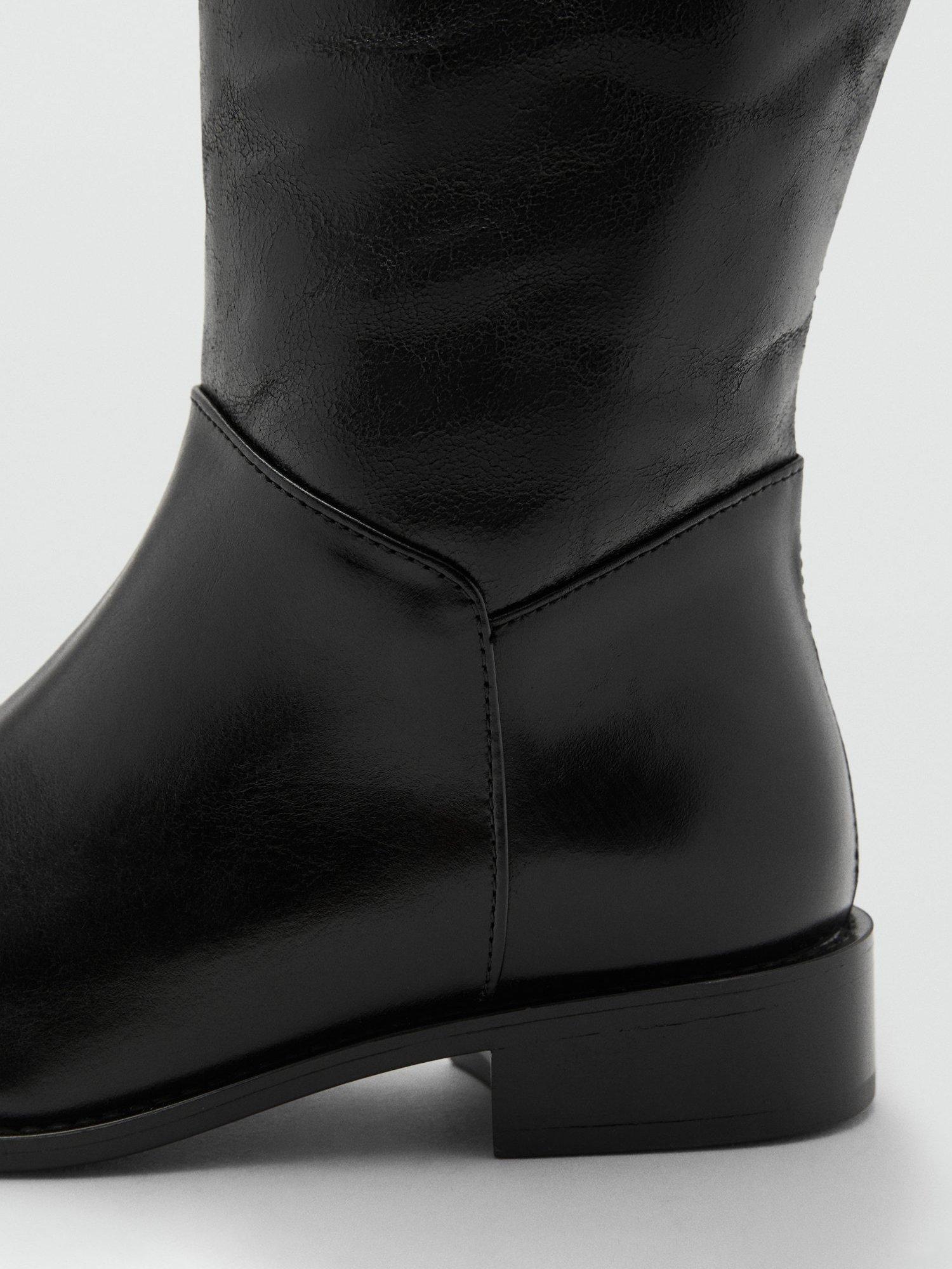 Product image 4 of 6, which shows Mango Paty Leather Knee High Boots, Black, 2