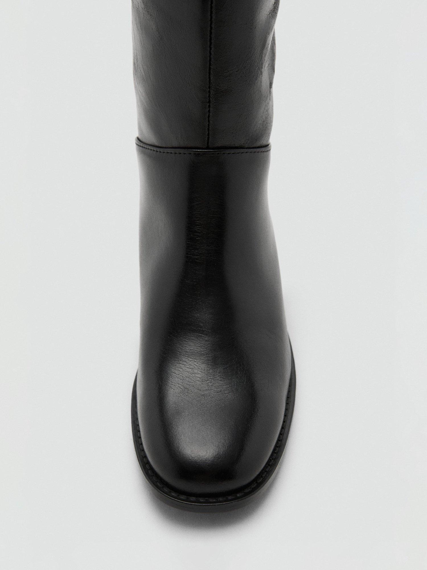 Product image 5 of 6, which shows Mango Paty Leather Knee High Boots, Black, 2
