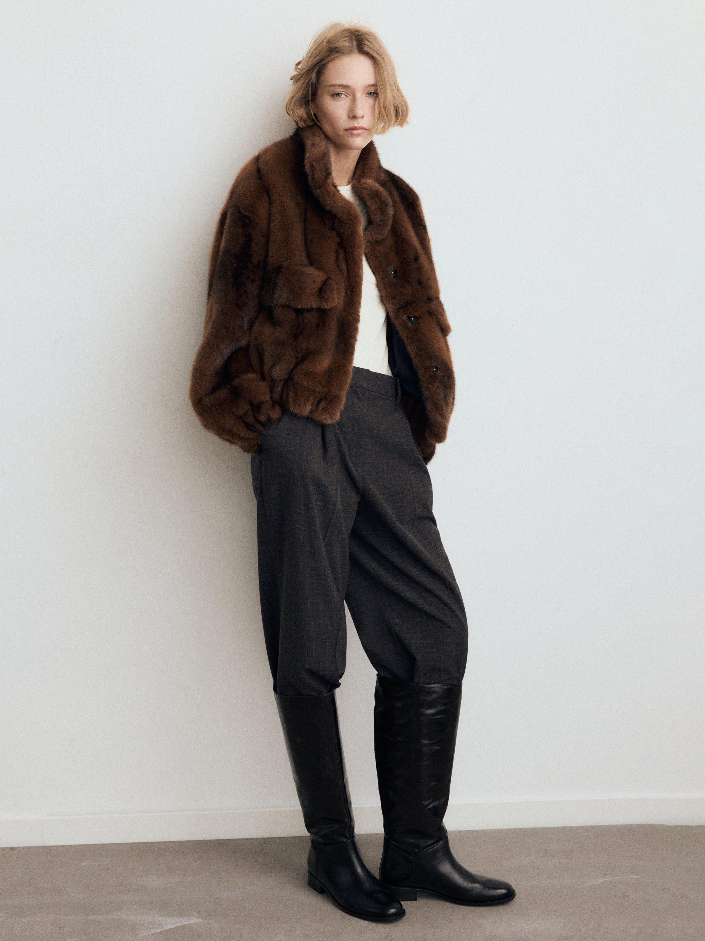 Product image 6 of 6, which shows Mango Paty Leather Knee High Boots, Black, 2