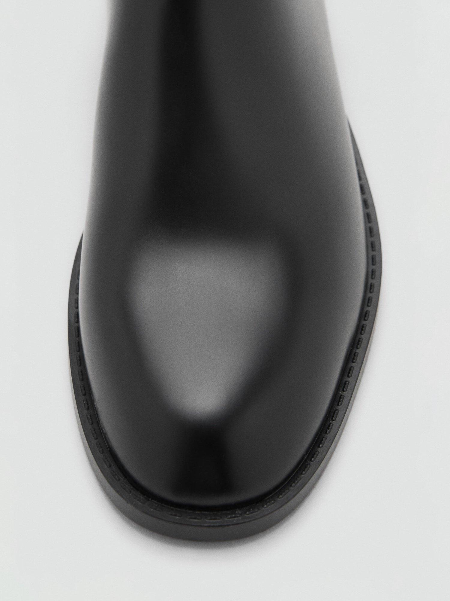 Product image 4 of 5, which shows Mango Piero Faux Leather Panel Buckle Ankle Boots, Black, 3