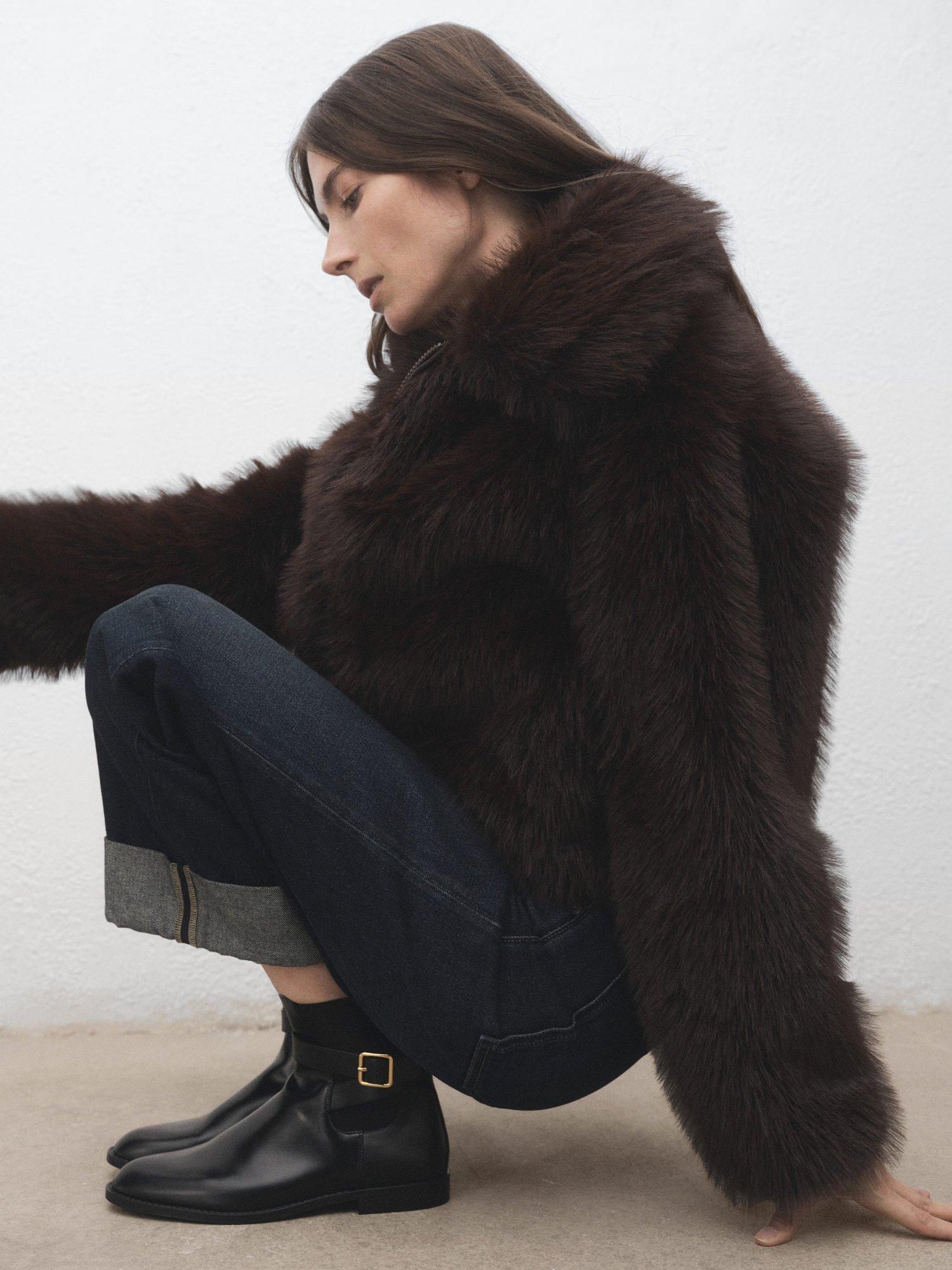 Product image 5 of 5, which shows Mango Piero Faux Leather Panel Buckle Ankle Boots, Black, 3