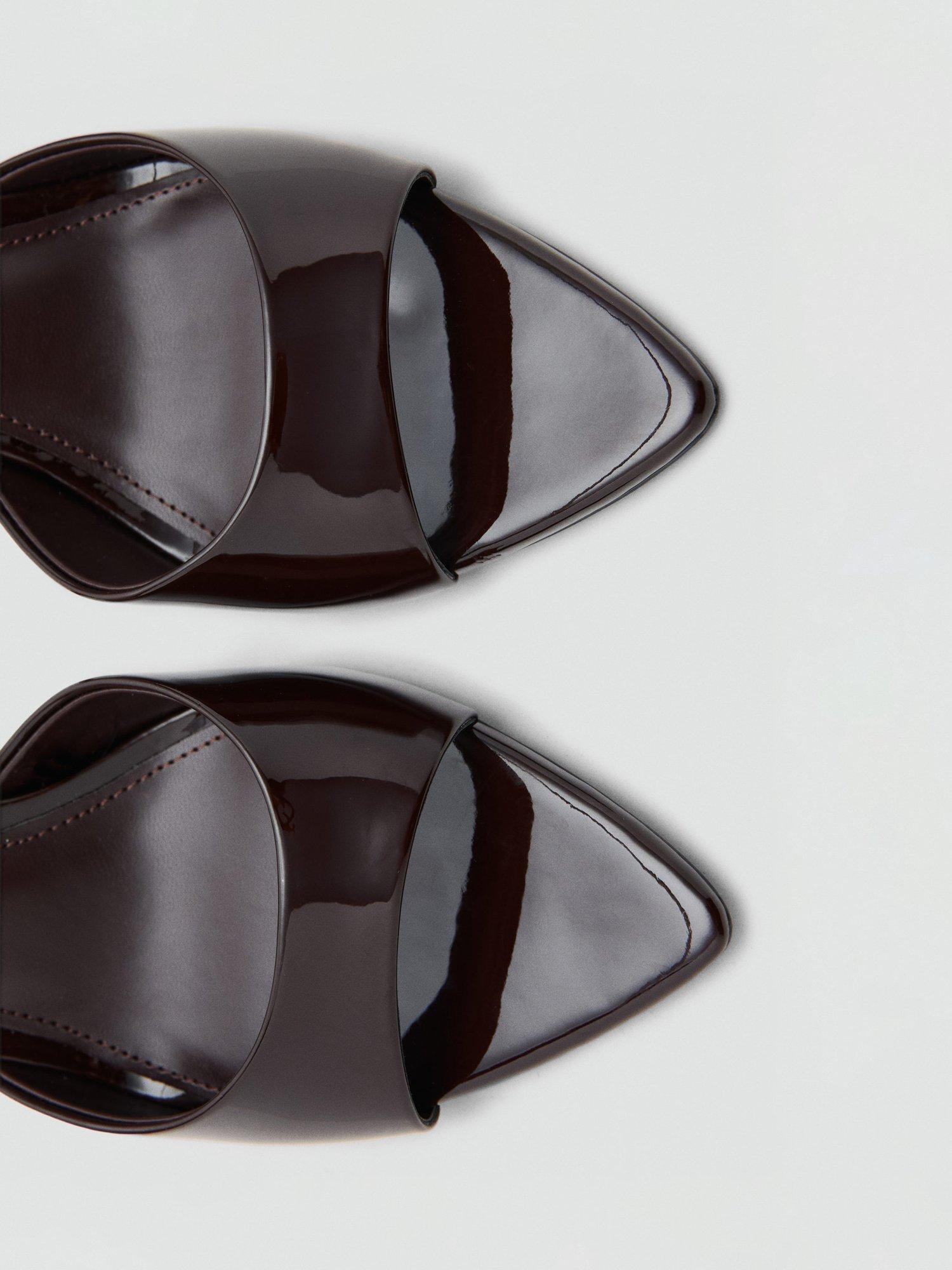 Product image 4 of 5, which shows Mango Pepygr Patent High Heeled Sandals, Dark Red, 2