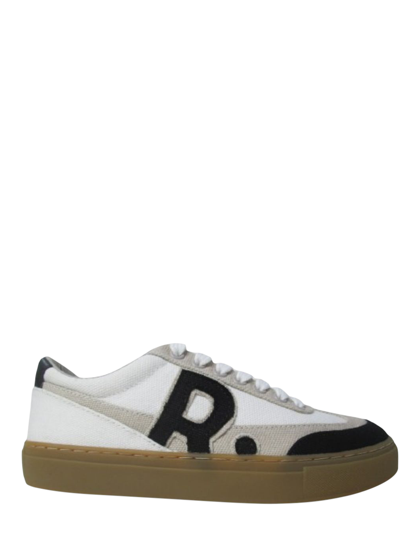 Product image 1 of 2, which shows RATION.L R-Hope Lace Up Trainers, White/Navy, 3