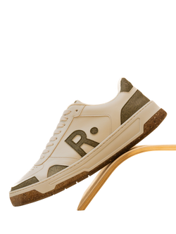 RATION.L R-THRIVE Unisex Vegan Leather Trainers, White/Green - view 2, White/Green