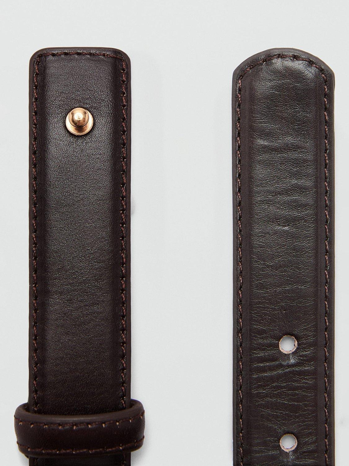 Product image 3 of 4, which shows Mango Snaffle Detail Leather Belt, Dark Brown, S