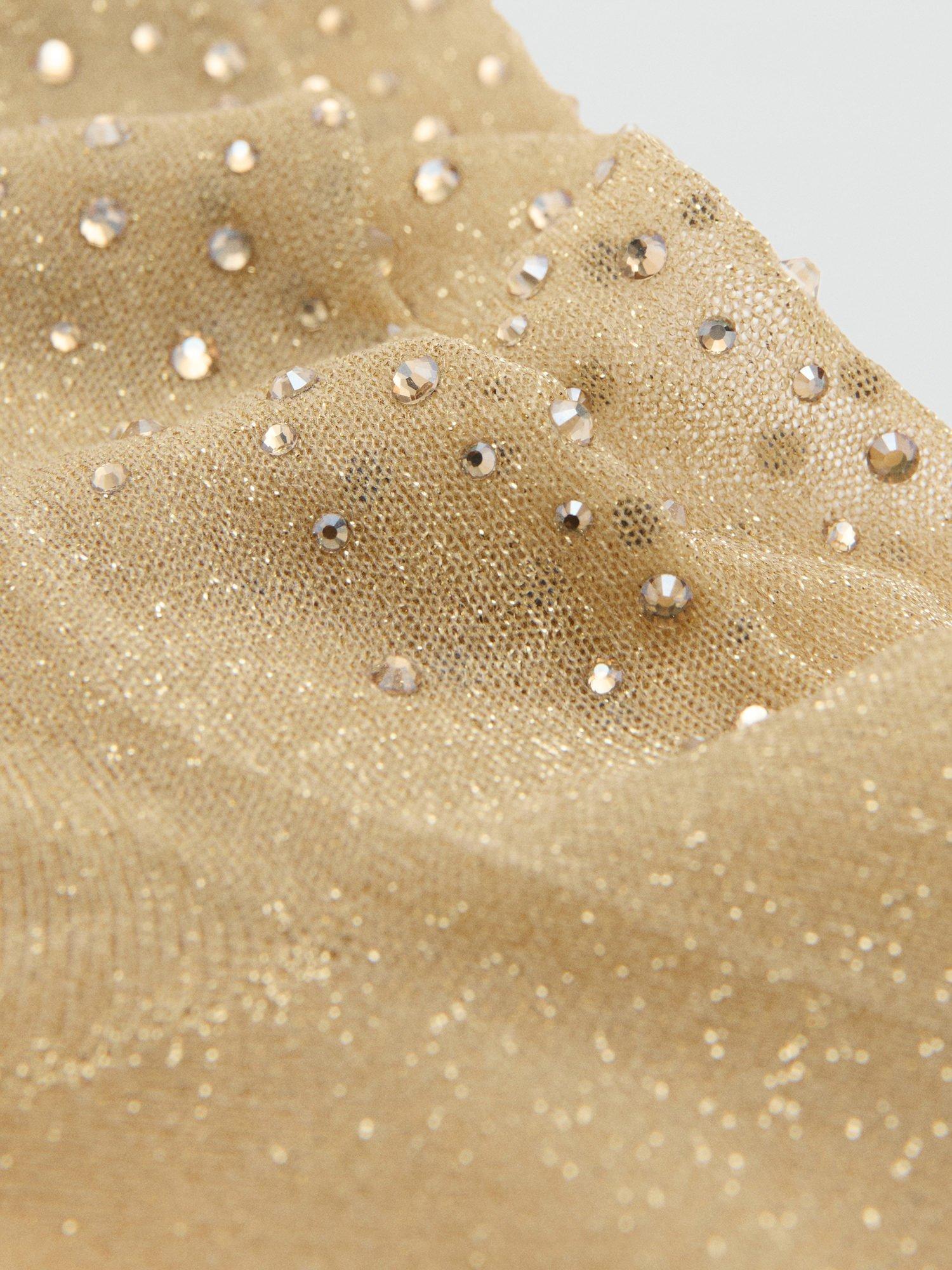 Product image 4 of 4, which shows Mango Lila Embellished Socks, Gold, One Size