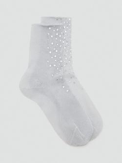 Mango Lila Embellished Socks, Grey, Grey