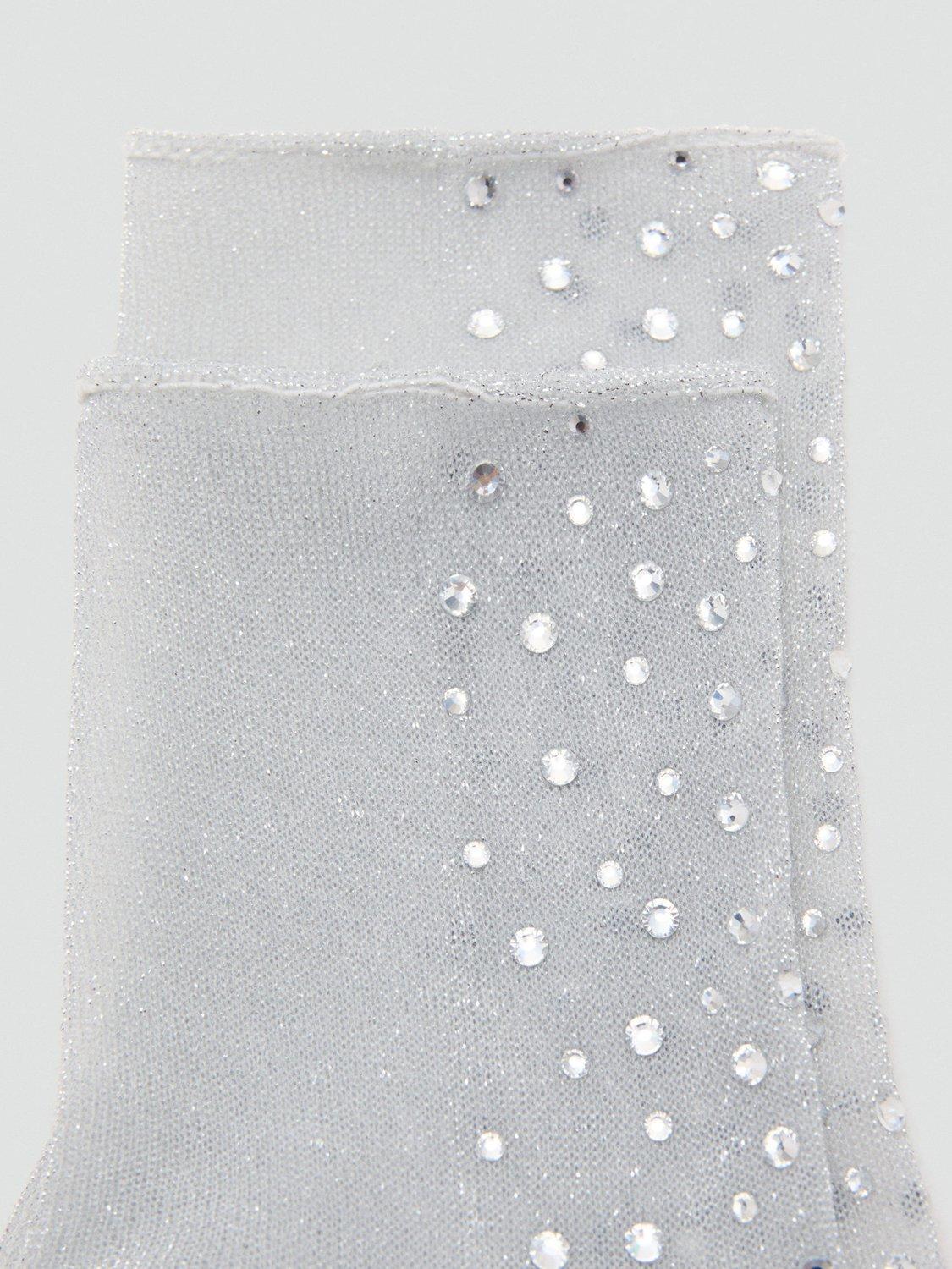 Product image 2 of 4, which shows Mango Lila Embellished Socks, Grey, One Size