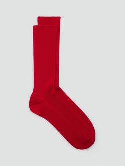 Mango Velol Ribbed Socks, Red, Red
