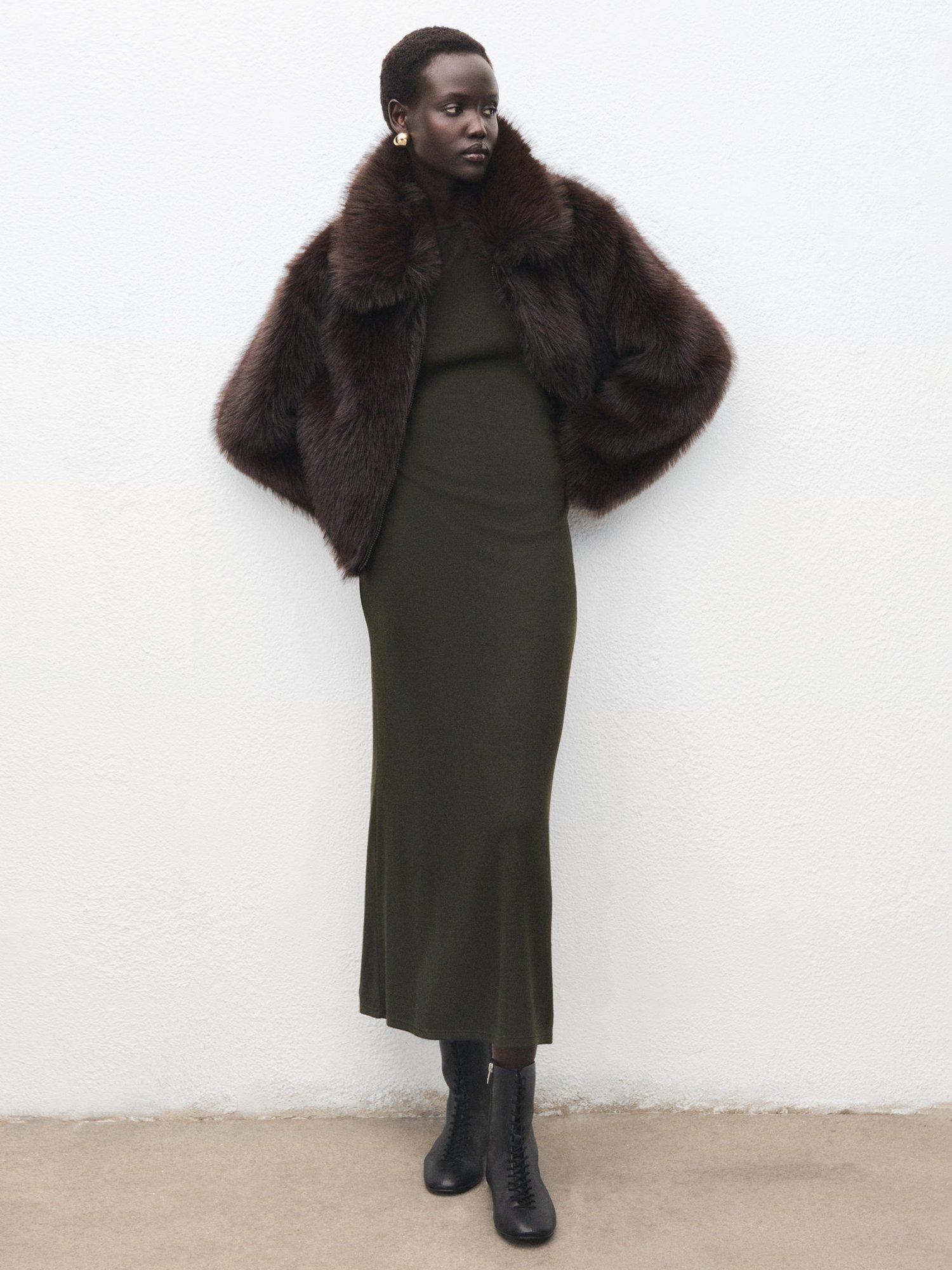 Product image 2 of 8, which shows Mango Basilea Sleeveless Dress, Beige/Khaki, 6