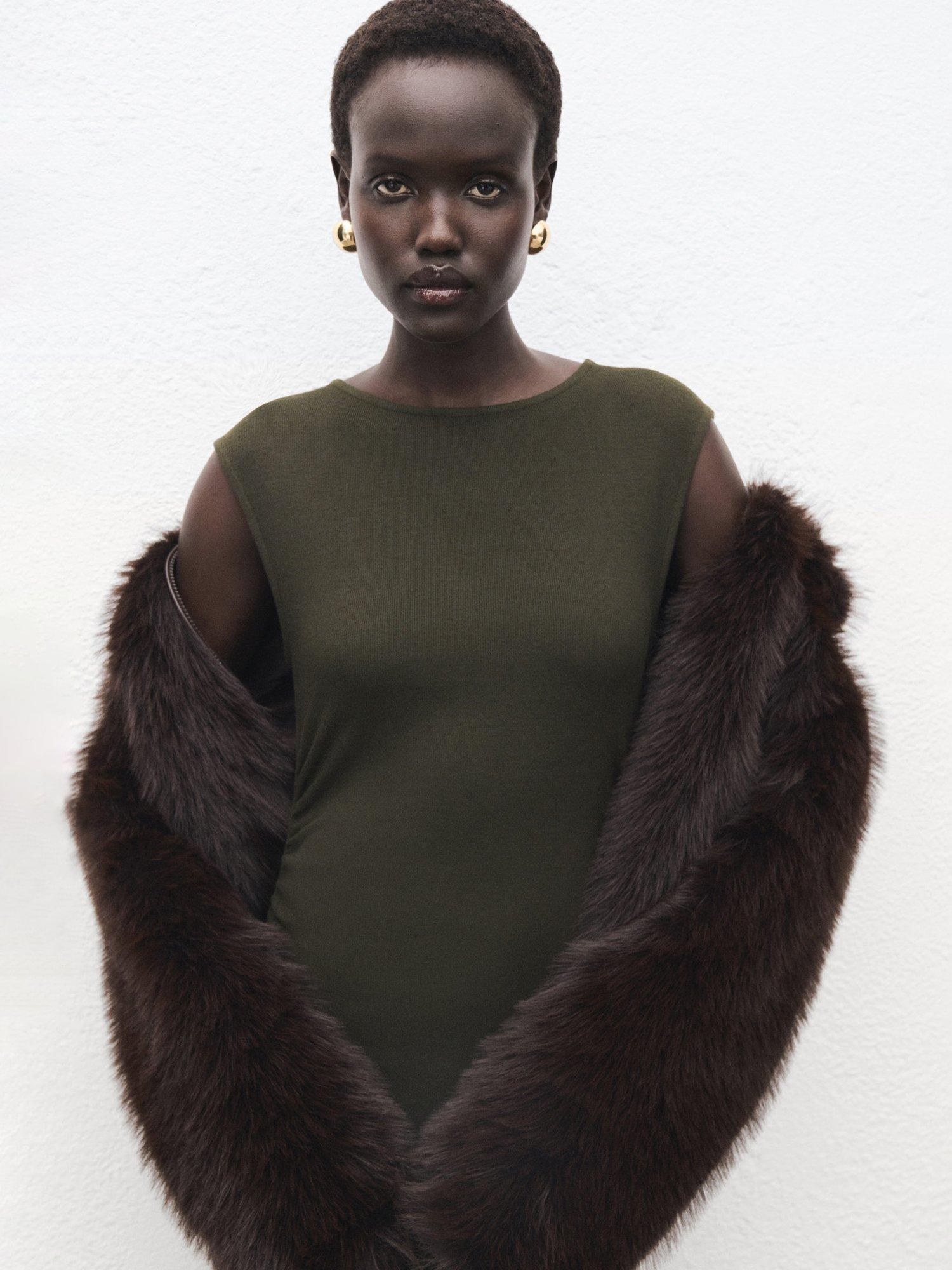 Product image 7 of 8, which shows Mango Basilea Sleeveless Dress, Beige/Khaki, 6