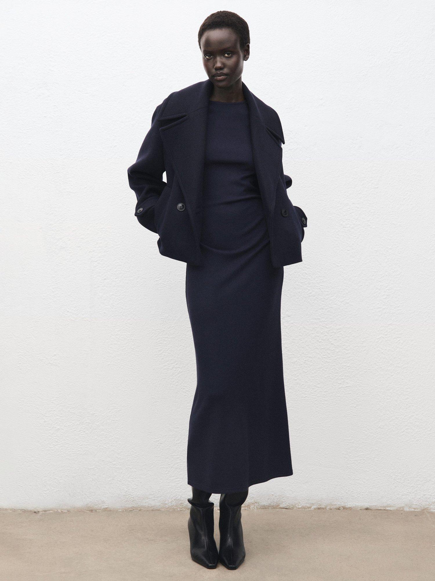 Product image 2 of 8, which shows Mango Basilea Sleeveless Dress, Navy, 10