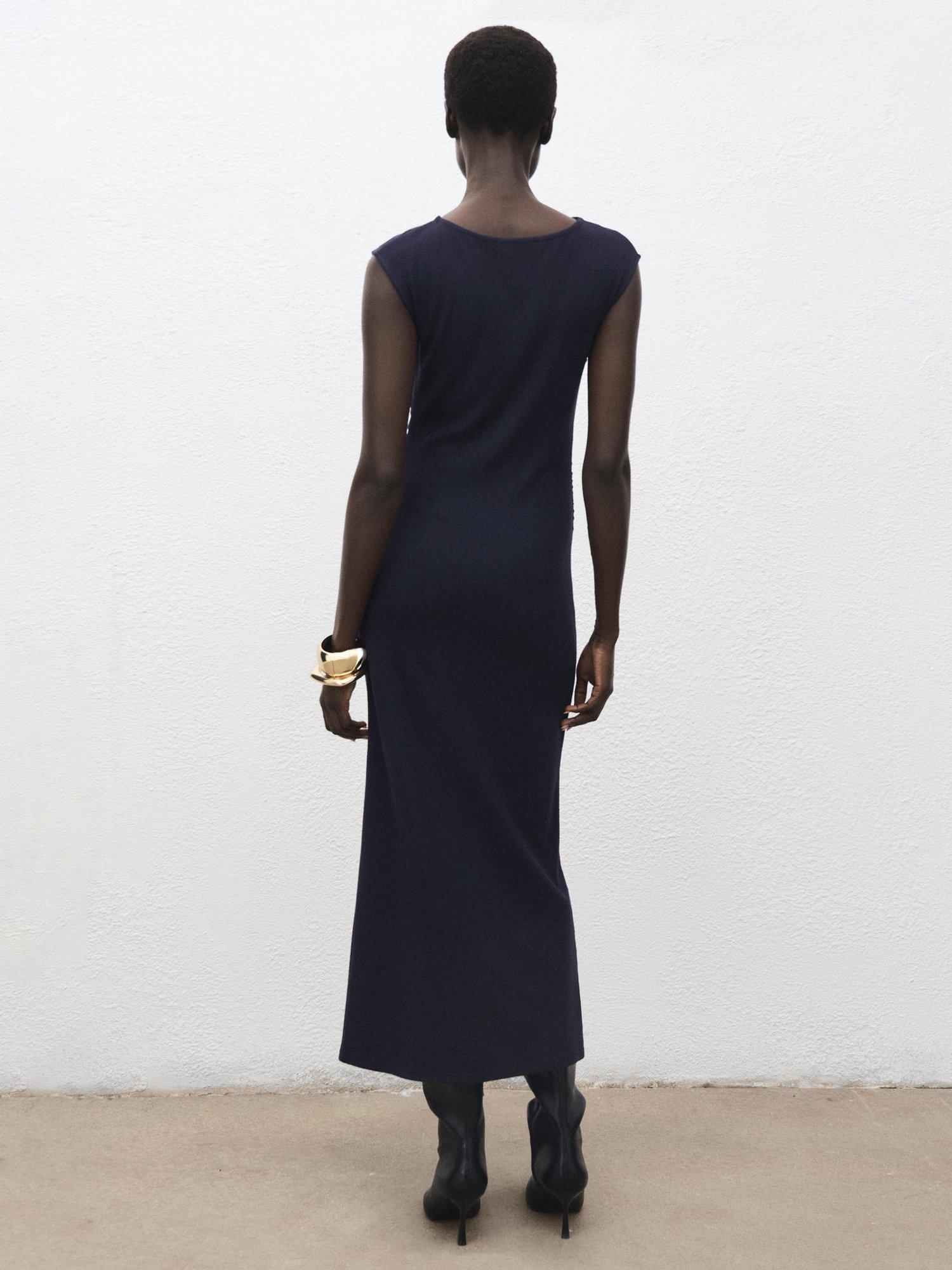 Product image 4 of 8, which shows Mango Basilea Sleeveless Dress, Navy, 10
