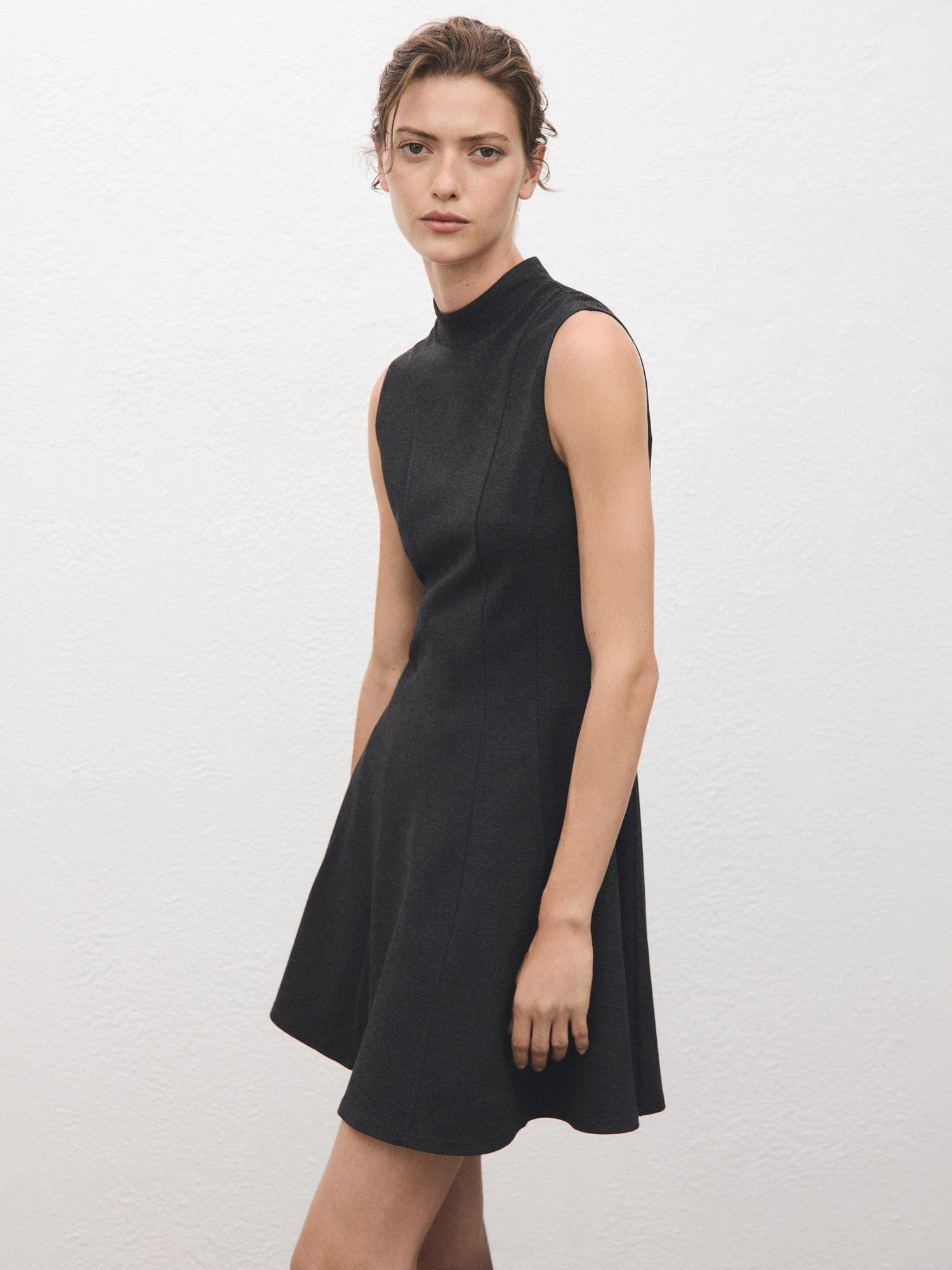 Product image 1 of 8, which shows Mango Denver Seam Detail Mini Dress, Grey, 10