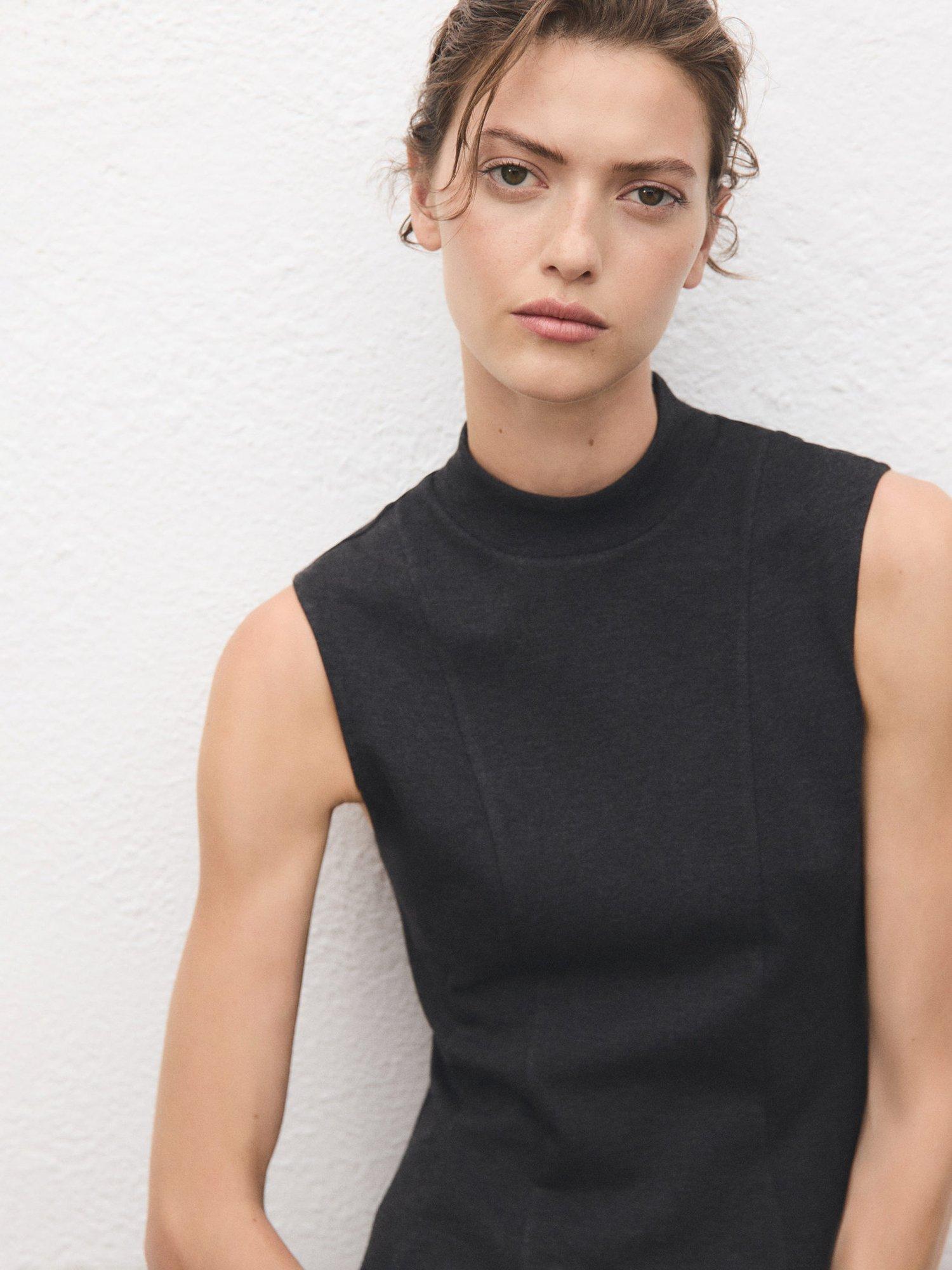 Product image 6 of 8, which shows Mango Denver Seam Detail Mini Dress, Grey, 10