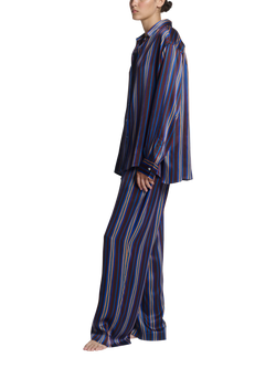 ASCENO Maya Stripe Pure Silk Shirt, Multi - view 2, Multi