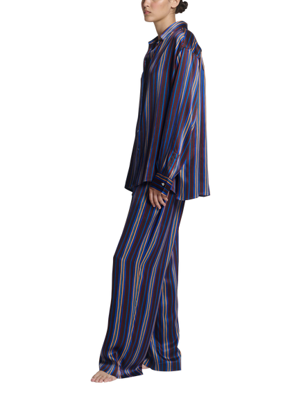 ASCENO Maya Stripe Pure Silk Shirt, Multi - view 2, Multi
