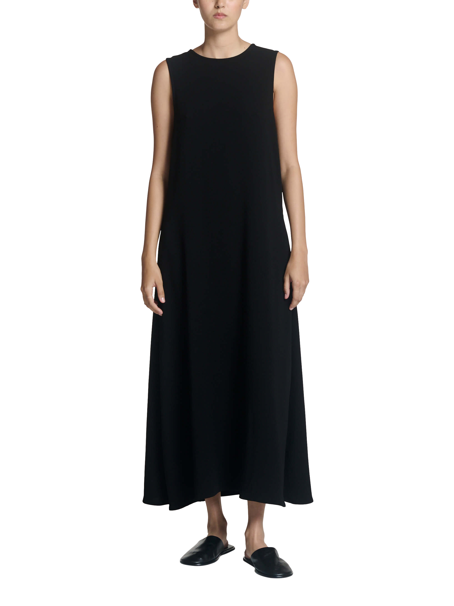 Product image 2 of 9, which shows ASCENO Siena Sleeveless Maxi Dress, Black, XS