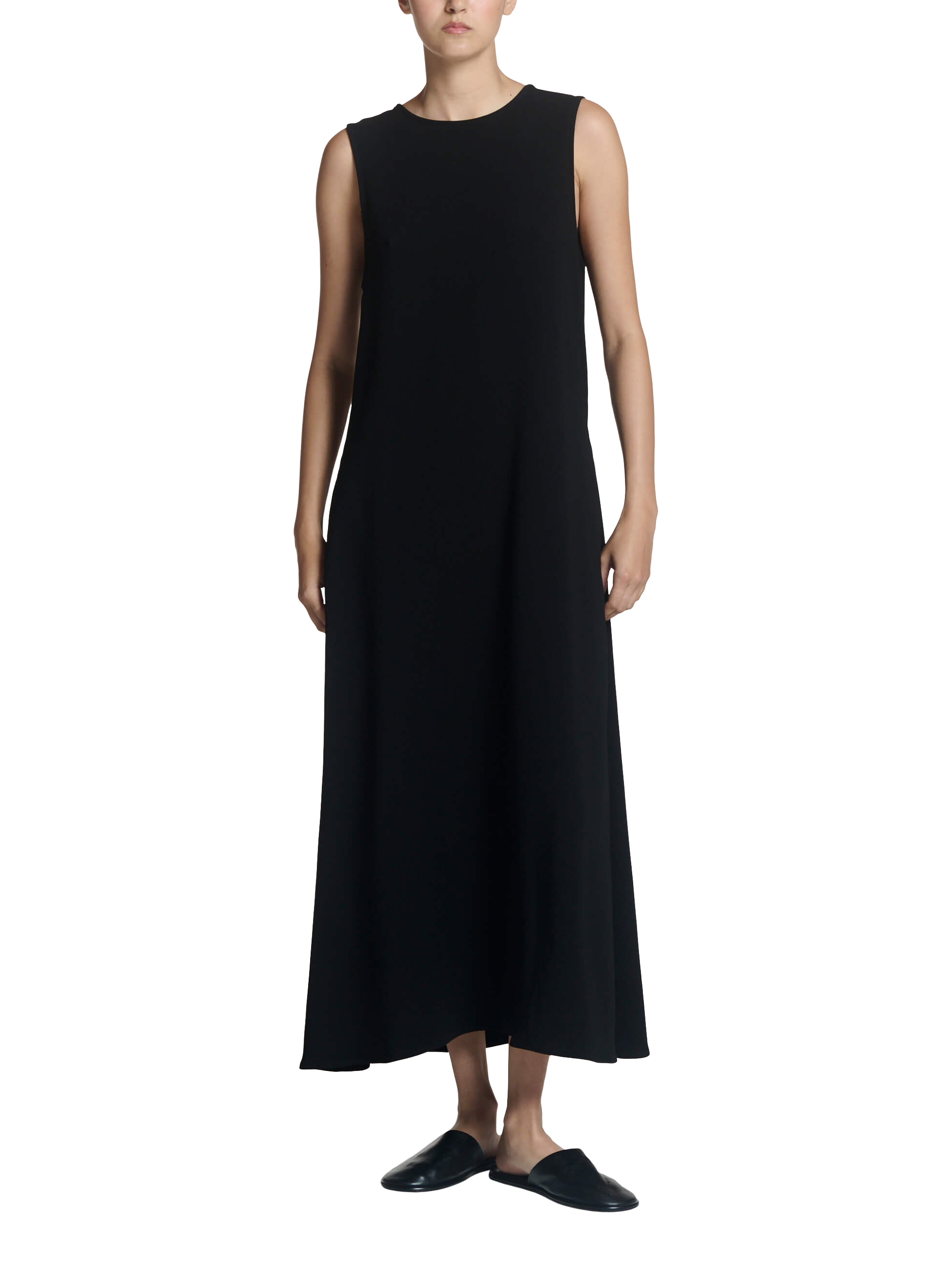 Product image 6 of 9, which shows ASCENO Siena Sleeveless Maxi Dress, Black, XS