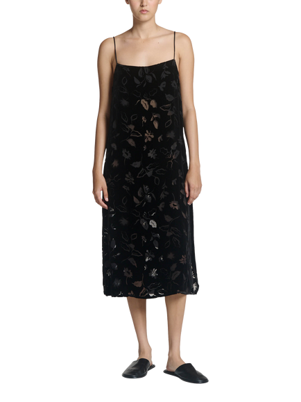 ASCENO Forio Velvet Slip Dress, Black, Black