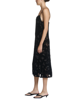 ASCENO Forio Velvet Slip Dress, Black - view 2, Black