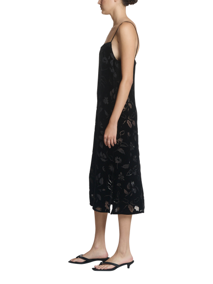 ASCENO Forio Velvet Slip Dress, Black - view 2, Black