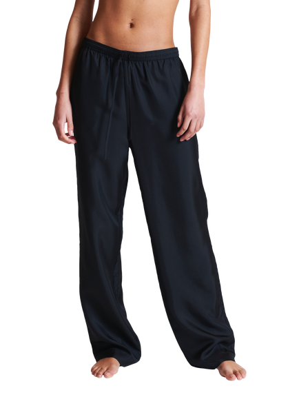 ASCENO Aurelia Pure Silk Trousers, Black - view 2, Black