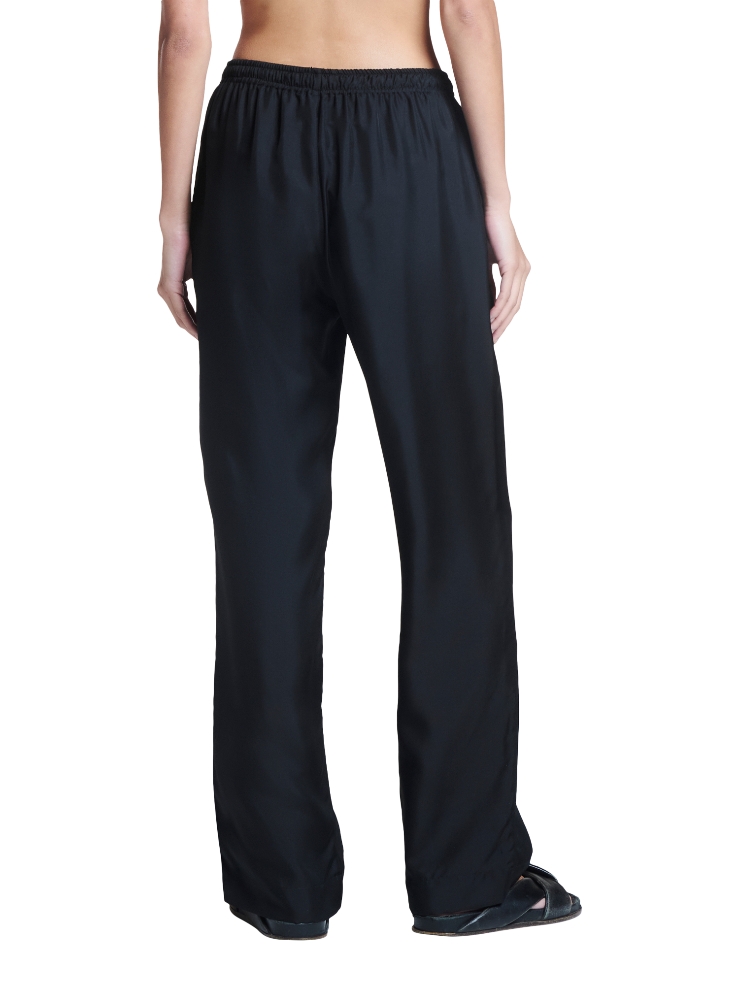 Product image 5 of 6, which shows ASCENO Aurelia Pure Silk Trousers, Black, XS